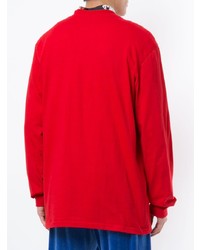 rotes bedrucktes Langarmshirt von Supreme