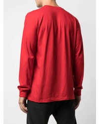 rotes bedrucktes Langarmshirt von Supreme