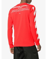 rotes bedrucktes Langarmshirt von Off-White