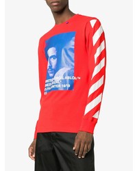 rotes bedrucktes Langarmshirt von Off-White