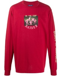 rotes bedrucktes Langarmshirt von BornxRaised