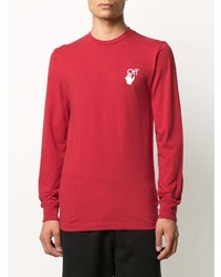 rotes bedrucktes Langarmshirt von Off-White