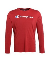 rotes bedrucktes Langarmshirt von Champion