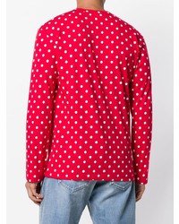 rotes bedrucktes Langarmshirt von Comme Des Garcons Play