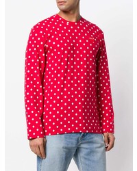 rotes bedrucktes Langarmshirt von Comme Des Garcons Play