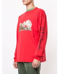 rotes bedrucktes Langarmshirt von Palm Angels