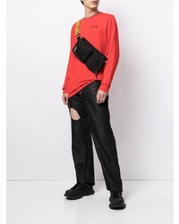 rotes bedrucktes Langarmshirt von Off-White