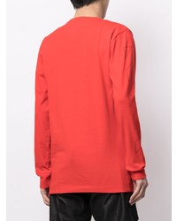 rotes bedrucktes Langarmshirt von Off-White