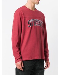 rotes bedrucktes Langarmshirt von Stussy