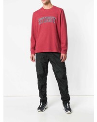 rotes bedrucktes Langarmshirt von Stussy