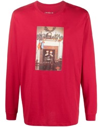 rotes bedrucktes Langarmshirt von Nike