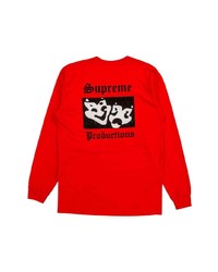 rotes bedrucktes Langarmshirt von Supreme