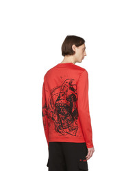 rotes bedrucktes Langarmshirt von Alexander McQueen
