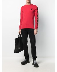 rotes bedrucktes Langarmshirt von Off-White