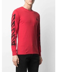 rotes bedrucktes Langarmshirt von Off-White