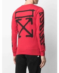 rotes bedrucktes Langarmshirt von Off-White