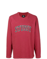 rotes bedrucktes Langarmshirt von Stussy