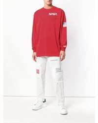 rotes bedrucktes Langarmshirt von Heron Preston