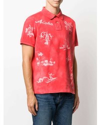rotes bedrucktes Polohemd von Polo Ralph Lauren