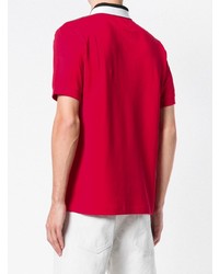 rotes bedrucktes Polohemd von Raf Simons X Fred Perry