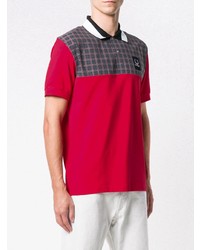 rotes bedrucktes Polohemd von Raf Simons X Fred Perry