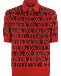 rotes bedrucktes Polohemd von Dolce & Gabbana