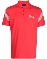 rotes bedrucktes Polohemd von Ea7 Emporio Armani
