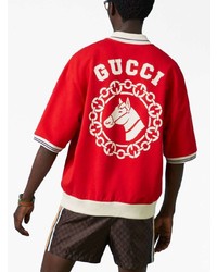 rotes bedrucktes Polohemd von Gucci