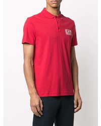 rotes bedrucktes Polohemd von Ea7 Emporio Armani