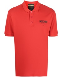rotes bedrucktes Polohemd von Moschino