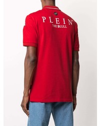 rotes bedrucktes Polohemd von Philipp Plein