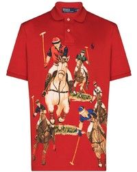 rotes bedrucktes Polohemd von Polo Ralph Lauren