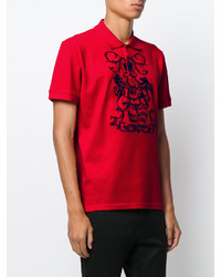 rotes bedrucktes Polohemd von Alexander McQueen