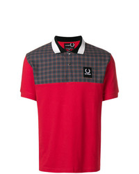 rotes bedrucktes Polohemd von Raf Simons X Fred Perry