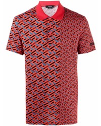 rotes bedrucktes Polohemd von Versace