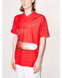 rotes bedrucktes Polohemd von Lacoste