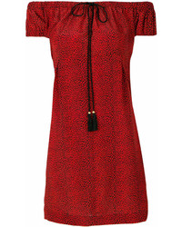 rotes bedrucktes schulterfreies Kleid von Philosophy di Lorenzo Serafini
