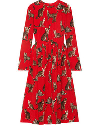 rotes bedrucktes Seidekleid von Dolce & Gabbana