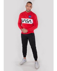 rotes bedrucktes Sweatshirt von Alpha Industries