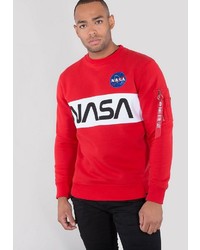 rotes bedrucktes Sweatshirt von Alpha Industries