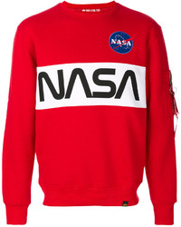 rotes bedrucktes Sweatshirt von Alpha Industries