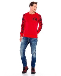 rotes bedrucktes Sweatshirt von Cipo & Baxx