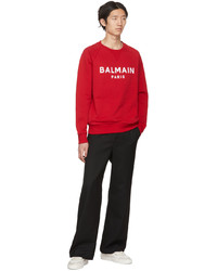 rotes bedrucktes Sweatshirt von Balmain