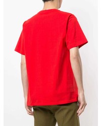 rotes bedrucktes T-Shirt mit einem Rundhalsausschnitt von A Bathing Ape