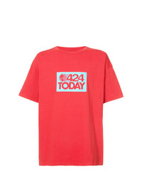 rotes bedrucktes T-Shirt mit einem Rundhalsausschnitt von 424