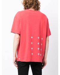 rotes bedrucktes T-Shirt mit einem Rundhalsausschnitt von Ksubi