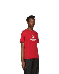 rotes bedrucktes T-Shirt mit einem Rundhalsausschnitt von Moncler Genius