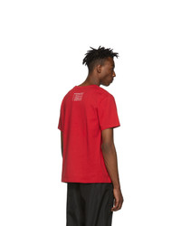 rotes bedrucktes T-Shirt mit einem Rundhalsausschnitt von Moncler Genius