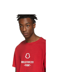 rotes bedrucktes T-Shirt mit einem Rundhalsausschnitt von Moncler Genius