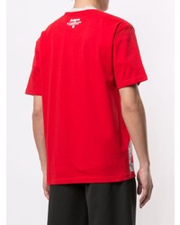 rotes bedrucktes T-Shirt mit einem Rundhalsausschnitt von AAPE BY A BATHING APE